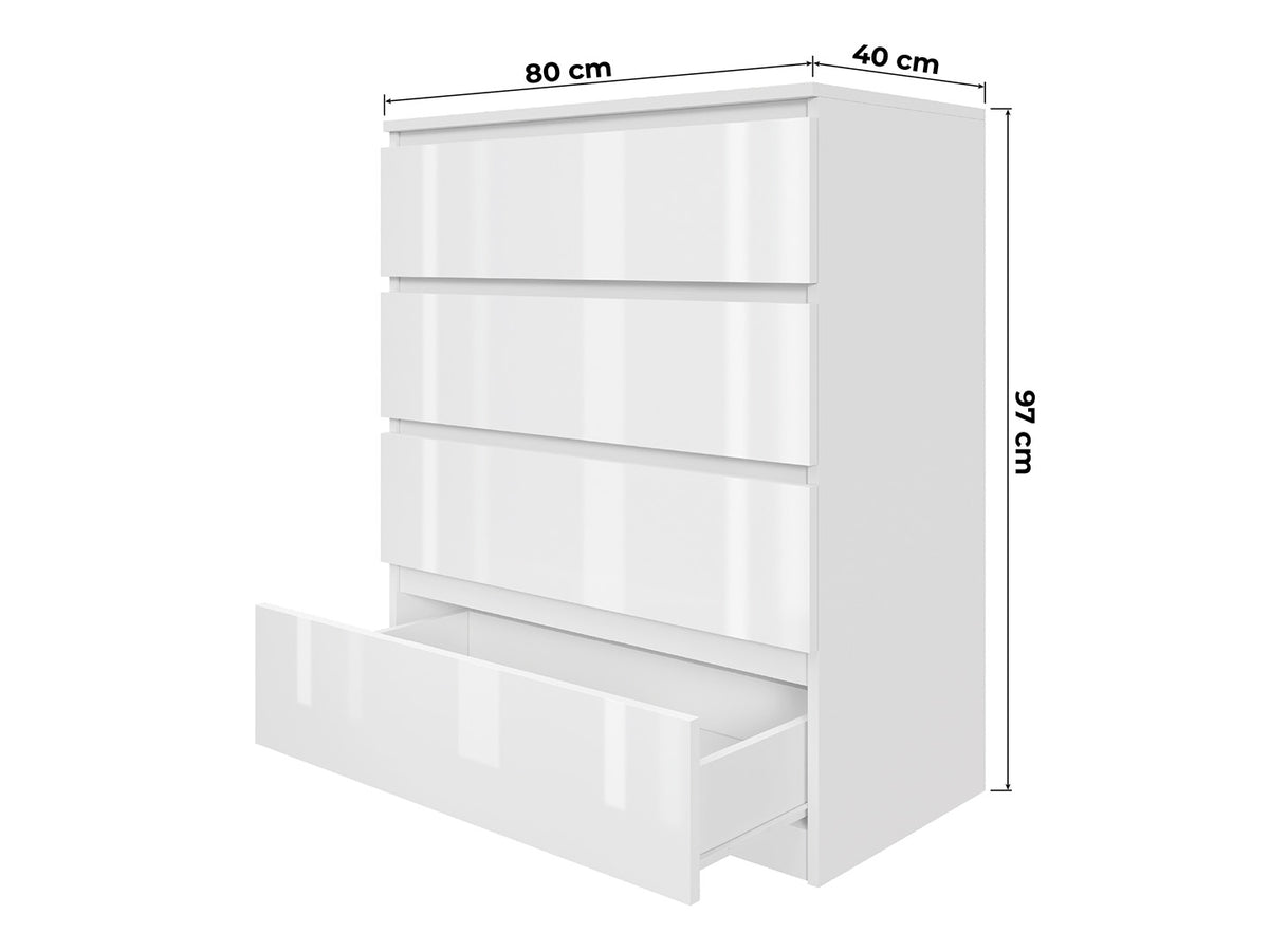 Komoda MODO 80 cm 4 szuflady Biały połysk
