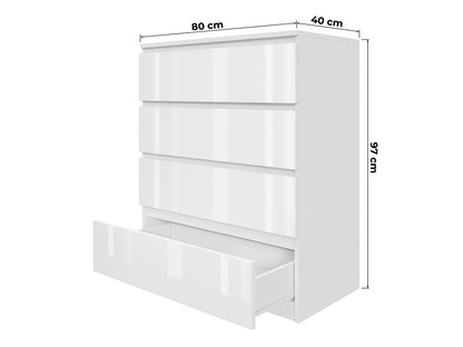 Komoda MODO 80 cm 4 szuflady Biały połysk