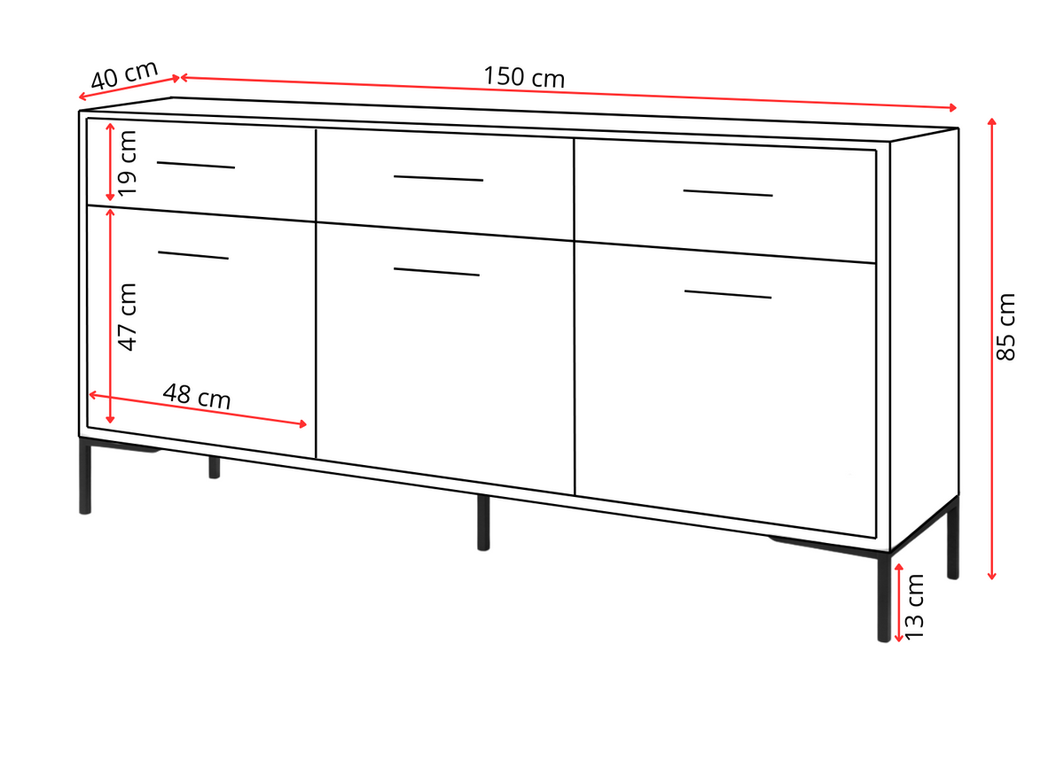 Komoda NORANO 150 cm Dąb artisan
